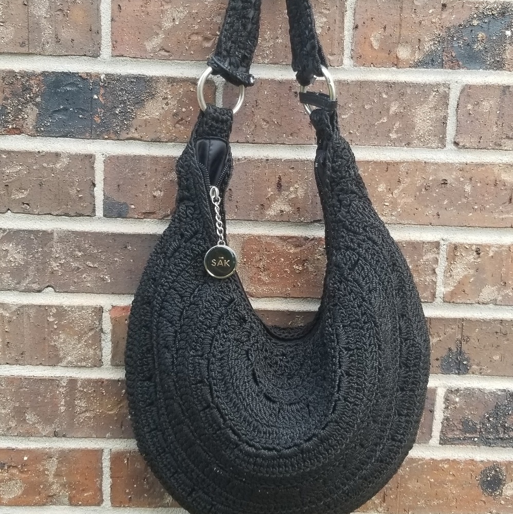 The Sak Black Crochet Hobo